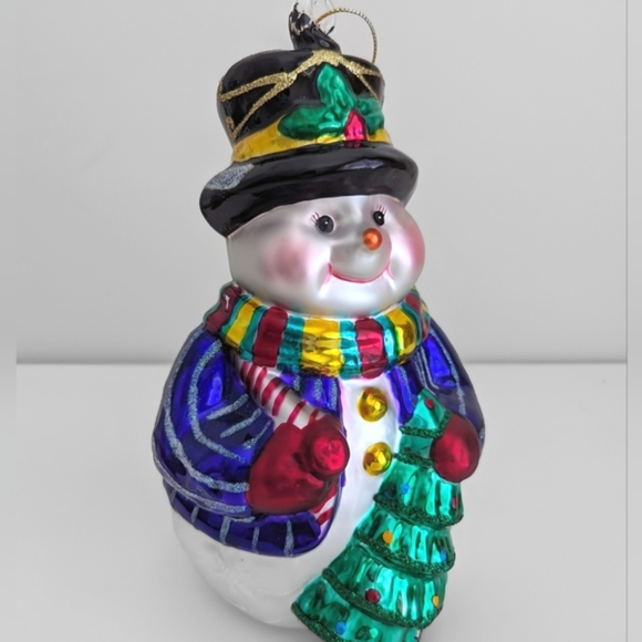 Vintage Extra Large 9" Glass Snowman Ornament European Christmas XL - Picture 4 of 16